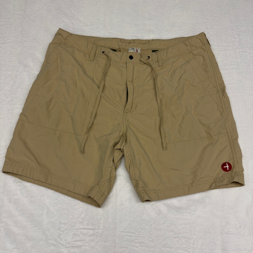 Relwen Paddle Shorts Mens 38 Khaki Nylon Drawstring Unlined Fishing Hiking